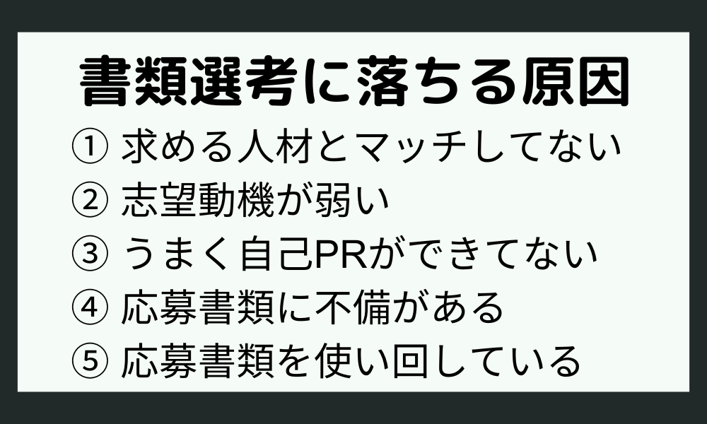 「ハローワークの書類選考に落ちる」5つの原因